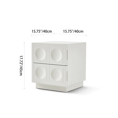 Modern Minimalist Rectangular Concave Round Density Board Hardware Nightstand 2-Drawer For Bedroom