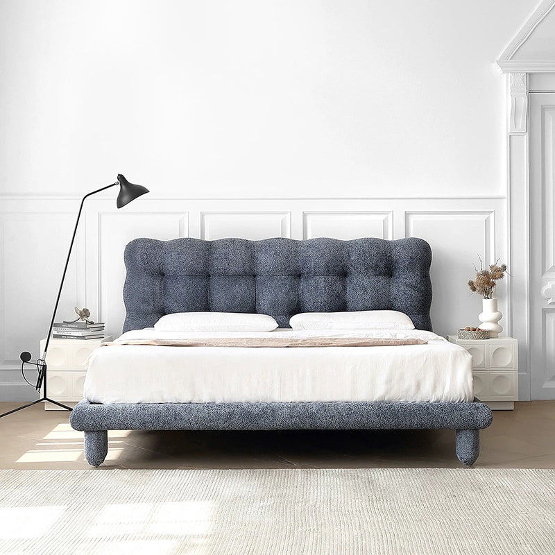 Modern Minimalist Rectangular Concave Round Density Board Hardware Nightstand 2-Drawer For Bedroom