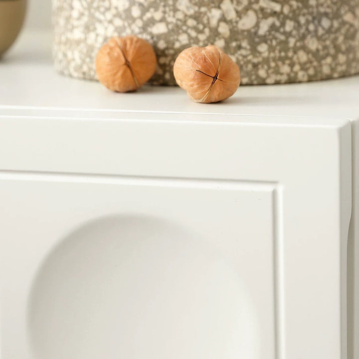 Modern Minimalist Rectangular Concave Round Plywood Hardware Nightstand 2-Drawer For Bedroom