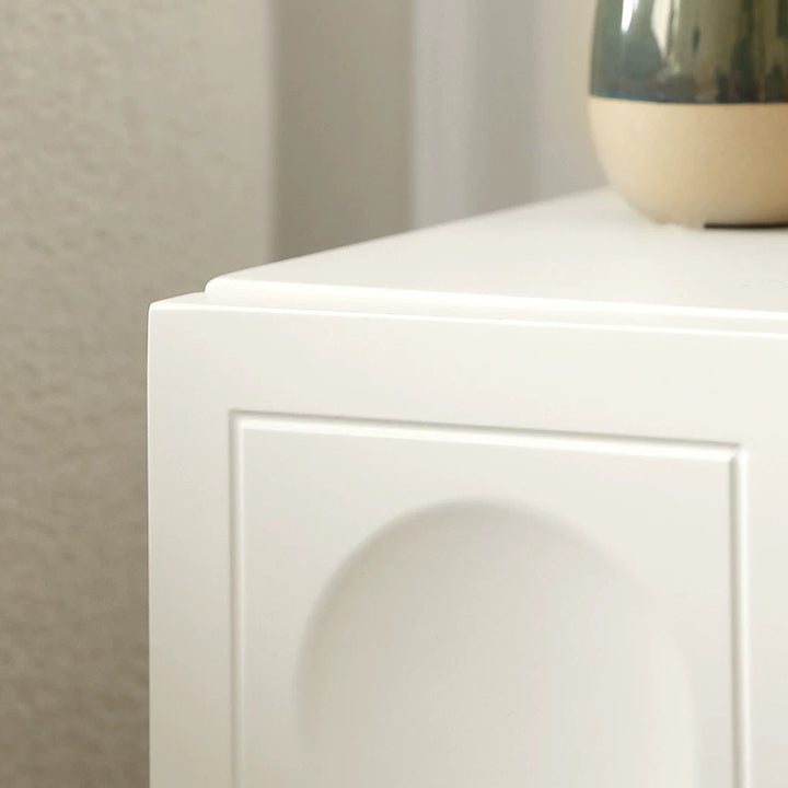 Modern Minimalist Rectangular Concave Round Plywood Hardware Nightstand 2-Drawer For Bedroom