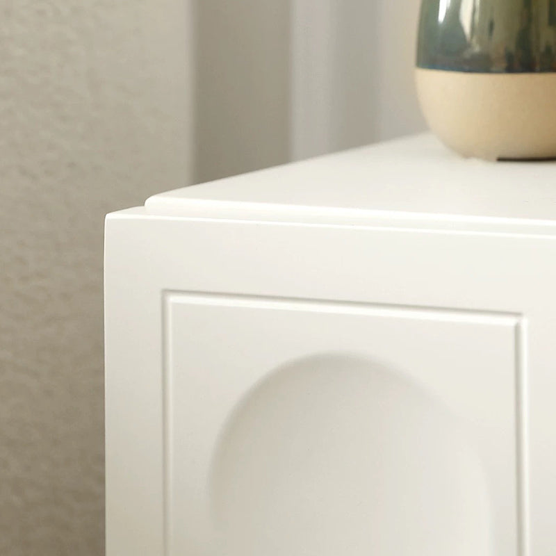 Modern Minimalist Rectangular Concave Round Density Board Hardware Nightstand 2-Drawer For Bedroom