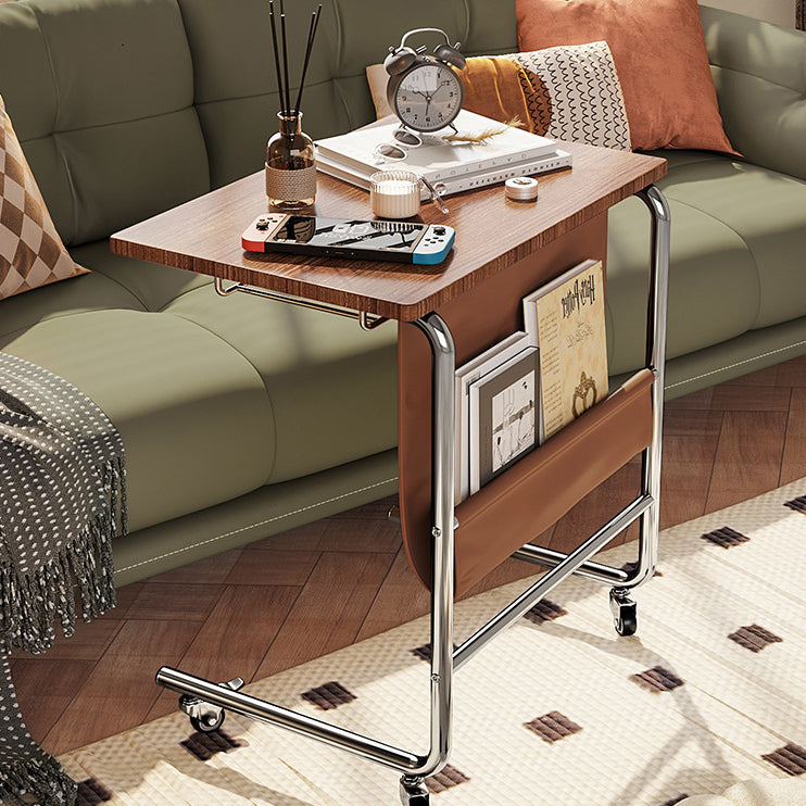Zeitgenössischer Retro-Abnehmbarer Rechteckiger Wagen Faux-Panel Metallrahmen Beistelltisch Für Wohnzimmer 