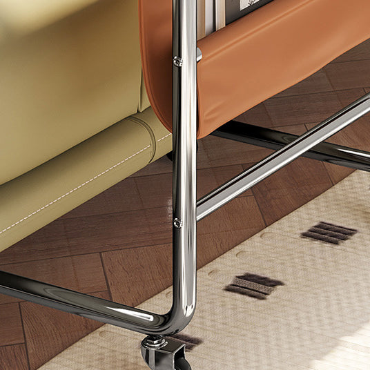 Contemporary Retro Removable Rectangular Cart Faux Panel Metal Frame End Table For Living Room
