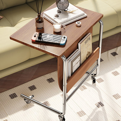 Zeitgenössischer Retro-Abnehmbarer Rechteckiger Wagen Faux-Panel Metallrahmen Beistelltisch Für Wohnzimmer 