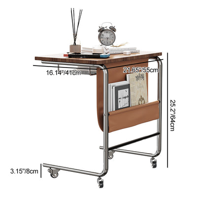 Zeitgenössischer Retro-Abnehmbarer Rechteckiger Wagen Faux-Panel Metallrahmen Beistelltisch Für Wohnzimmer 