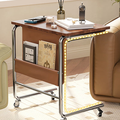 Zeitgenössischer Retro-Abnehmbarer Rechteckiger Wagen Faux-Panel Metallrahmen Beistelltisch Für Wohnzimmer 