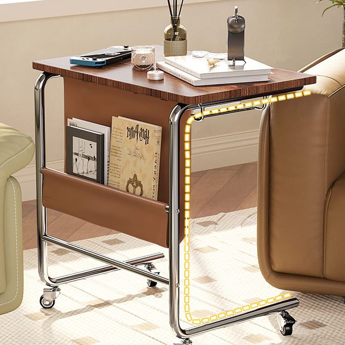 Zeitgenössischer Retro-Abnehmbarer Rechteckiger Wagen Faux-Panel Metallrahmen Beistelltisch Für Wohnzimmer 