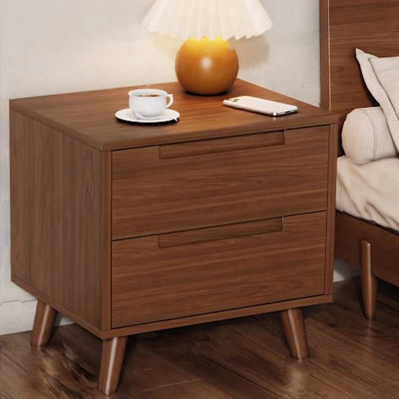 Moderner minimalistischer rechteckiger Nachttisch aus Kautschukholz und Sperrholz mit 1/2 Schubladen für das Schlafzimmer 