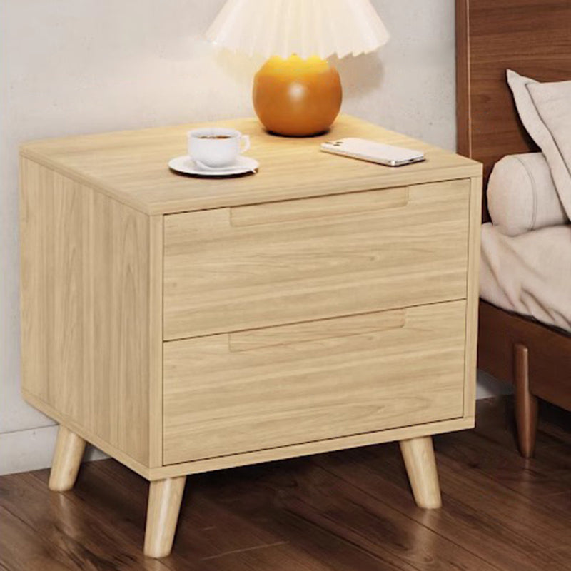 Moderner minimalistischer rechteckiger Nachttisch aus Kautschukholz und Sperrholz mit 1/2 Schubladen für das Schlafzimmer 