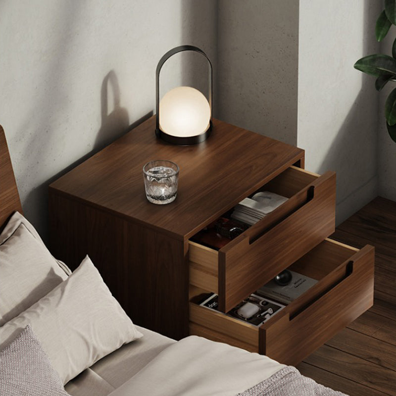 Moderner minimalistischer rechteckiger Nachttisch aus Kautschukholz und Sperrholz mit 1/2 Schubladen für das Schlafzimmer 