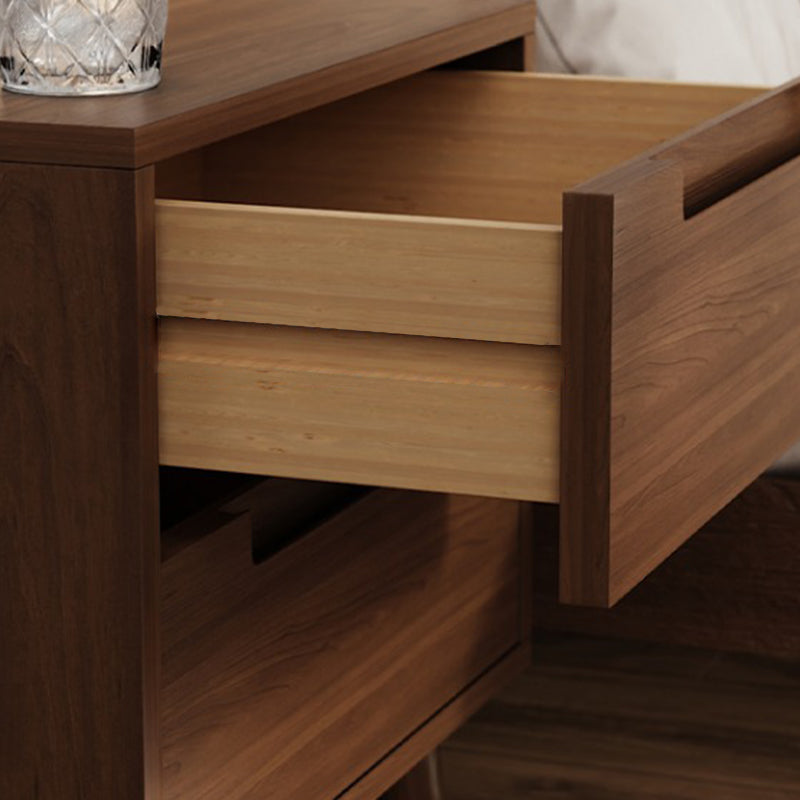 Moderner minimalistischer rechteckiger Nachttisch aus Kautschukholz und Sperrholz mit 1/2 Schubladen für das Schlafzimmer 