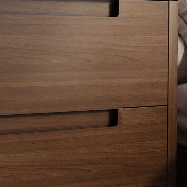 Moderner minimalistischer rechteckiger Nachttisch aus Kautschukholz und Sperrholz mit 1/2 Schubladen für das Schlafzimmer 