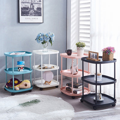 Modern Minimalist Moveable Square Round Corner PP Plastic Carbon Steel End Table 2/3 Tier For Living Room