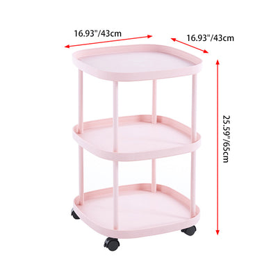 Modern Minimalist Moveable Square Round Corner PP Plastic Carbon Steel End Table 2/3 Tier For Living Room