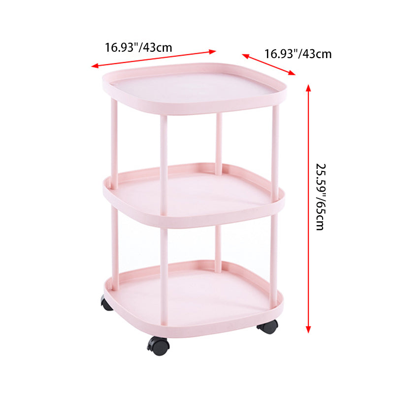 Modern Minimalist Moveable Square Round Corner PP Plastic Carbon Steel End Table 2/3 Tier For Living Room