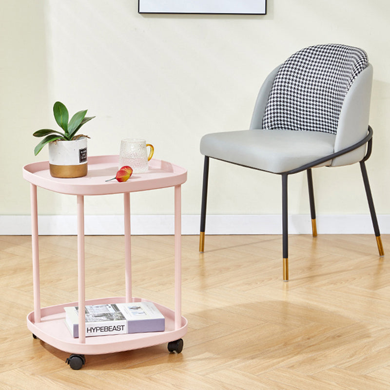 Modern Minimalist Moveable Square Round Corner PP Plastic Carbon Steel End Table 2/3 Tier For Living Room