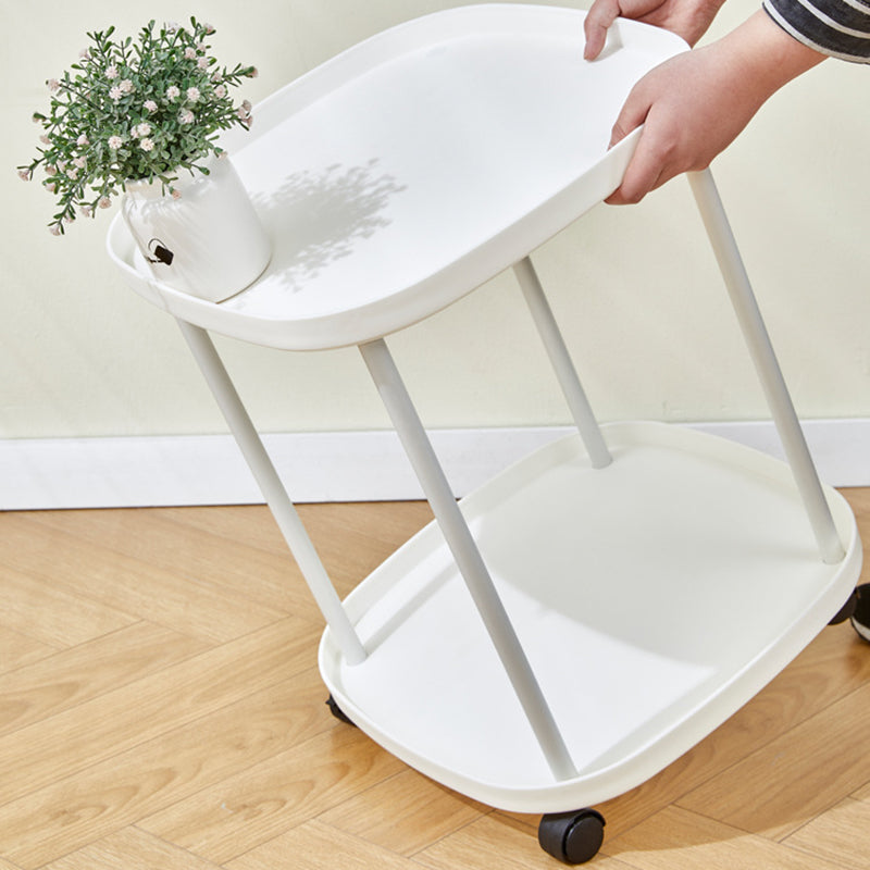 Modern Minimalist Moveable Square Round Corner PP Plastic Carbon Steel End Table 2/3 Tier For Living Room