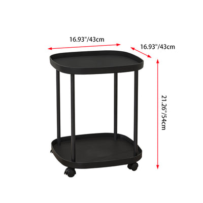 Modern Minimalist Moveable Square Round Corner PP Plastic Carbon Steel End Table 2/3 Tier For Living Room