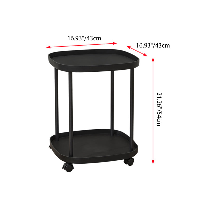 Modern Minimalist Moveable Square Round Corner PP Plastic Carbon Steel End Table 2/3 Tier For Living Room