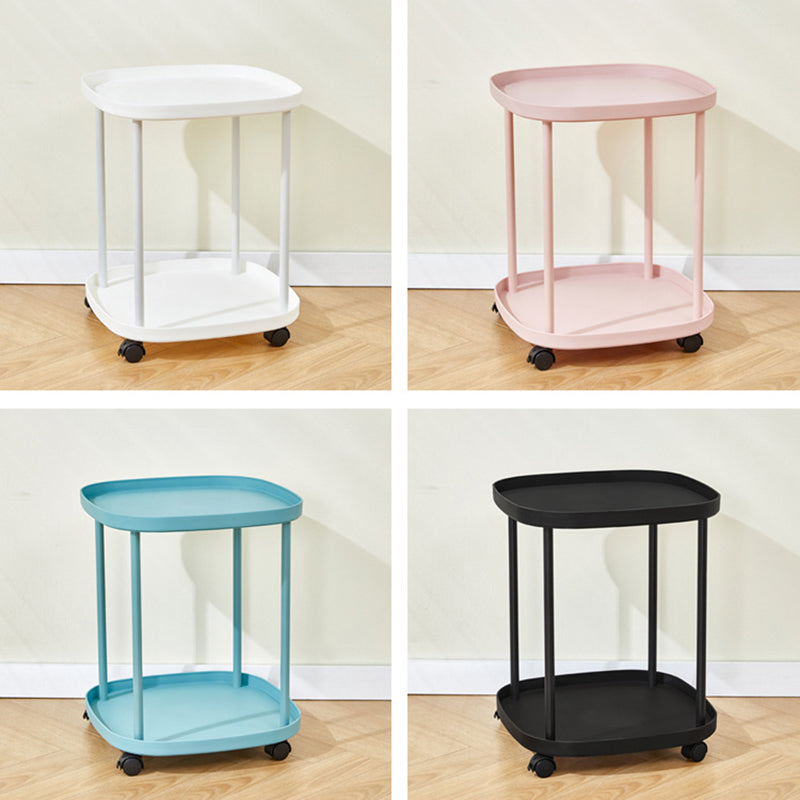 Modern Minimalist Moveable Square Round Corner PP Plastic Carbon Steel End Table 2/3 Tier For Living Room
