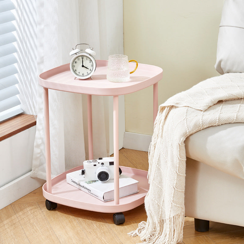 Modern Minimalist Moveable Square Round Corner PP Plastic Carbon Steel End Table 2/3 Tier For Living Room