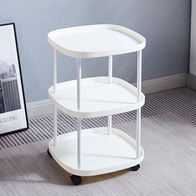 Modern Minimalist Moveable Square Round Corner PP Plastic Carbon Steel End Table 2/3 Tier For Living Room