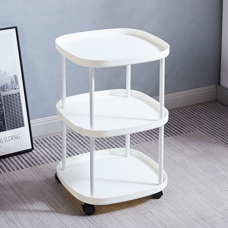 Modern Minimalist Moveable Square Round Corner PP Plastic Carbon Steel End Table 2/3 Tier For Living Room