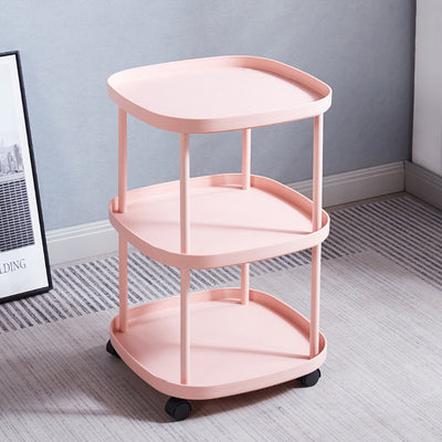 Modern Minimalist Moveable Square Round Corner PP Plastic Carbon Steel End Table 2/3 Tier For Living Room