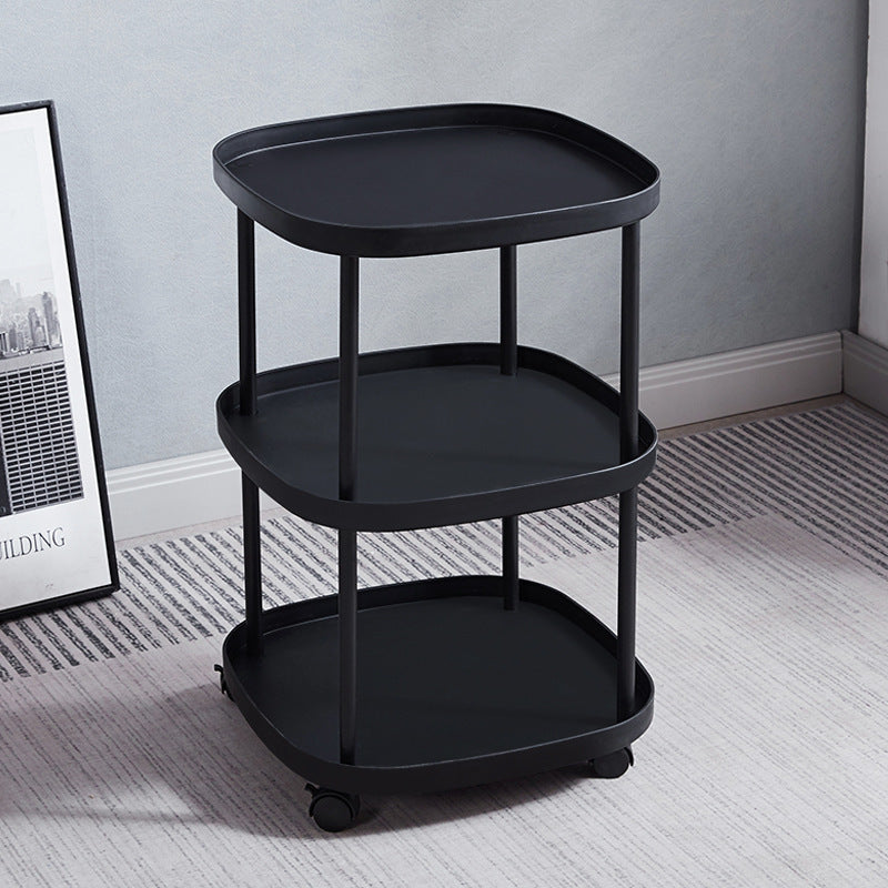 Modern Minimalist Moveable Square Round Corner PP Plastic Carbon Steel End Table 2/3 Tier For Living Room