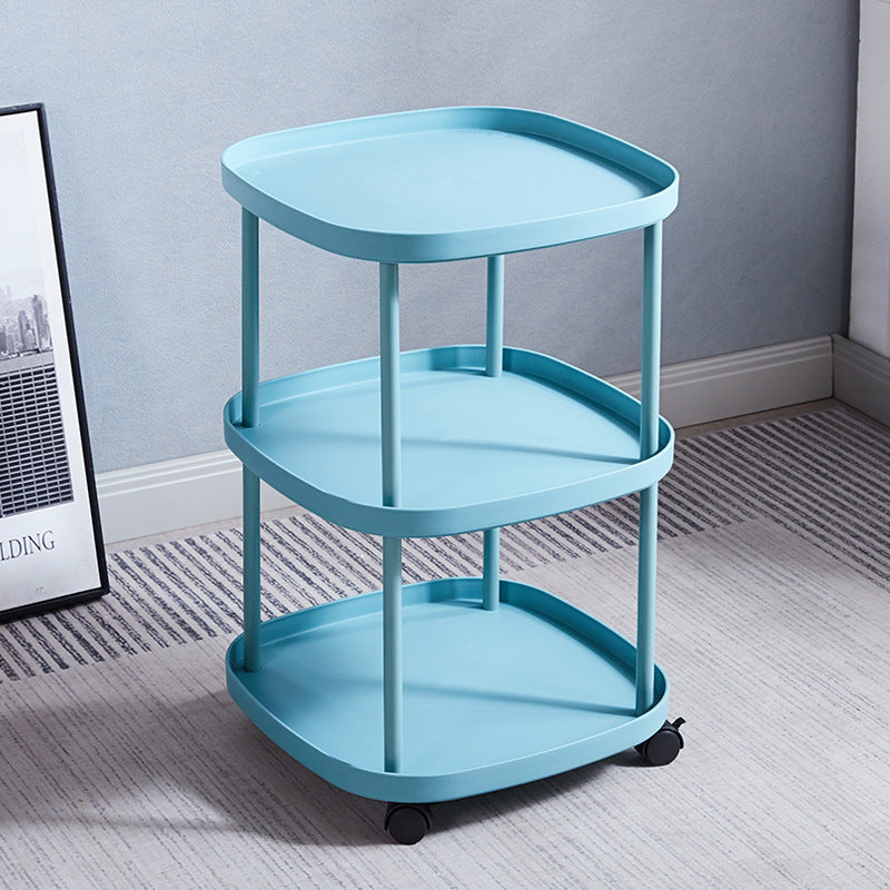 Modern Minimalist Moveable Square Round Corner PP Plastic Carbon Steel End Table 2/3 Tier For Living Room