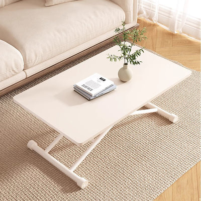 Mesa de Café Moderna Minimalista Plegable Rectangular con Panel Falso de Metal para Sala de Estar 