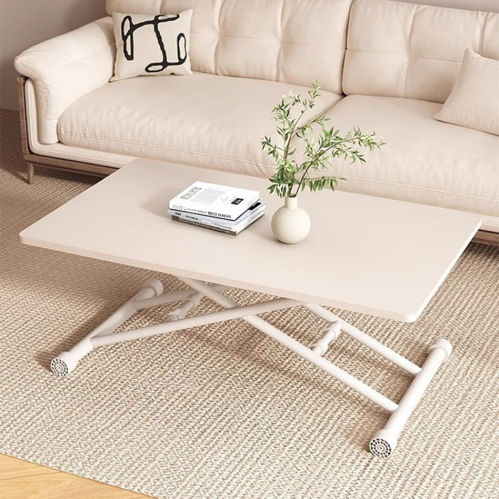Moderner minimalistischer klappbarer rechteckiger Couchtisch aus MDF und Metall für das Wohnzimmer 