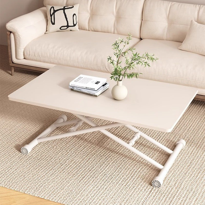 Mesa de Café Moderna Minimalista Plegable Rectangular con Panel Falso de Metal para Sala de Estar 