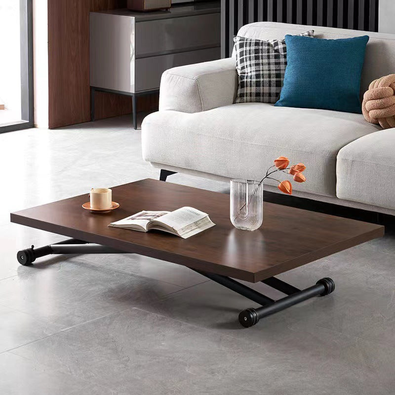 Mesa de Café Moderna Minimalista Plegable Rectangular con Panel Falso de Metal para Sala de Estar 