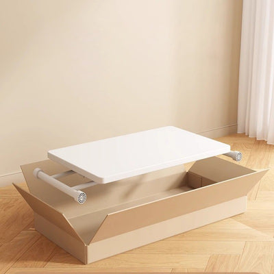 Mesa de Café Moderna Minimalista Plegable Rectangular con Panel Falso de Metal para Sala de Estar 
