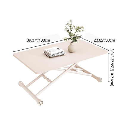 Mesa de Café Moderna Minimalista Plegable Rectangular con Panel Falso de Metal para Sala de Estar 