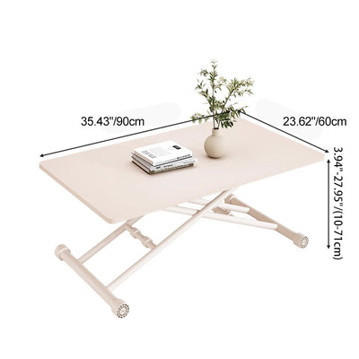 Mesa de Café Moderna Minimalista Plegable Rectangular con Panel Falso de Metal para Sala de Estar 