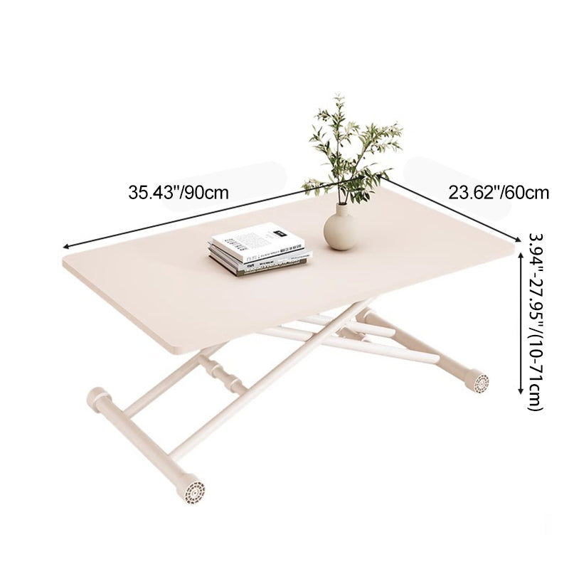 Mesa de Café Moderna Minimalista Plegable Rectangular con Panel Falso de Metal para Sala de Estar 