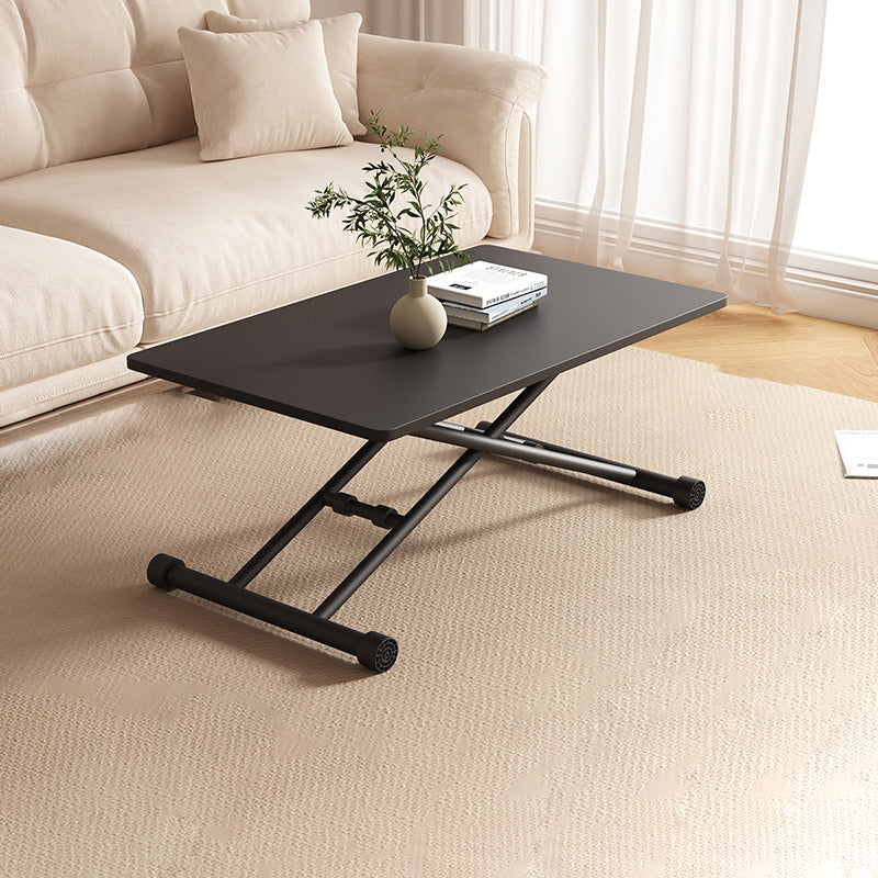 Mesa de Café Moderna Minimalista Plegable Rectangular con Panel Falso de Metal para Sala de Estar 