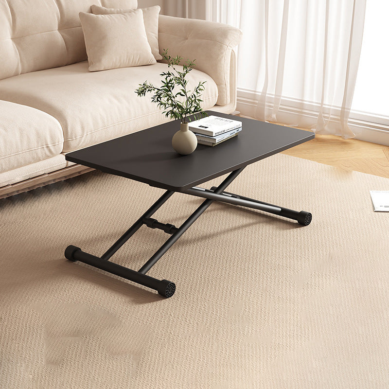 Mesa de Café Moderna Minimalista Plegable Rectangular con Panel Falso de Metal para Sala de Estar 