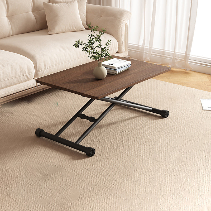 Mesa de Café Moderna Minimalista Plegable Rectangular con Panel Falso de Metal para Sala de Estar 