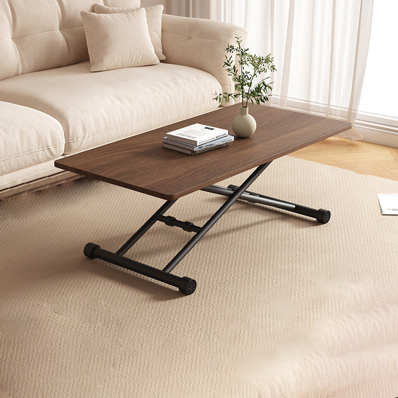 Mesa de Café Moderna Minimalista Plegable Rectangular con Panel Falso de Metal para Sala de Estar 