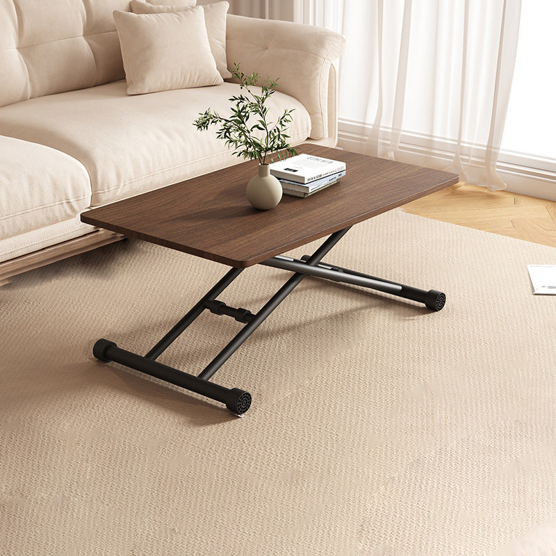 Mesa de Café Moderna Minimalista Plegable Rectangular con Panel Falso de Metal para Sala de Estar 
