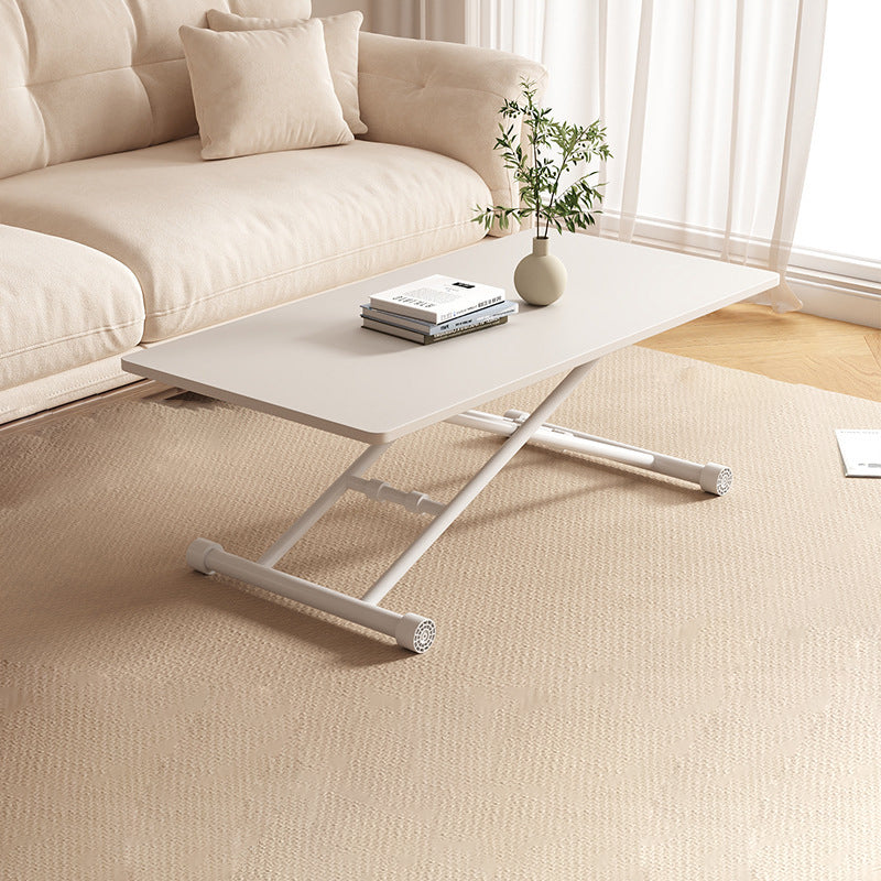 Mesa de Café Moderna Minimalista Plegable Rectangular con Panel Falso de Metal para Sala de Estar 