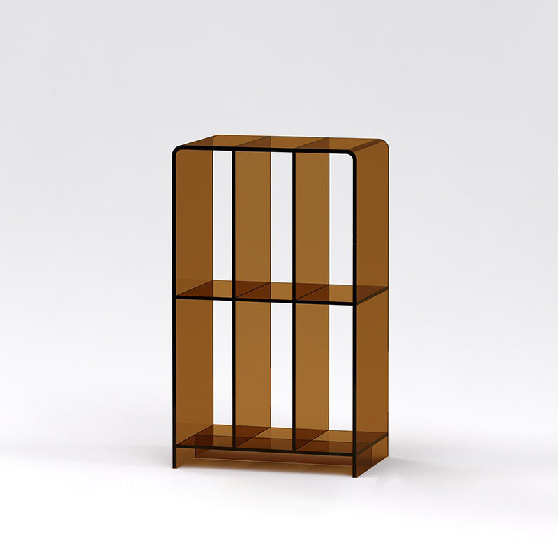 Modern Minimalist Rectangular Acrylic Bookshelf 2-Tier For Living Room