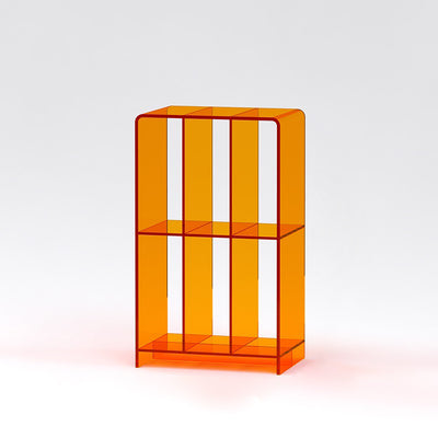 Modern Minimalist Rectangular Acrylic Bookshelf 2-Tier For Living Room
