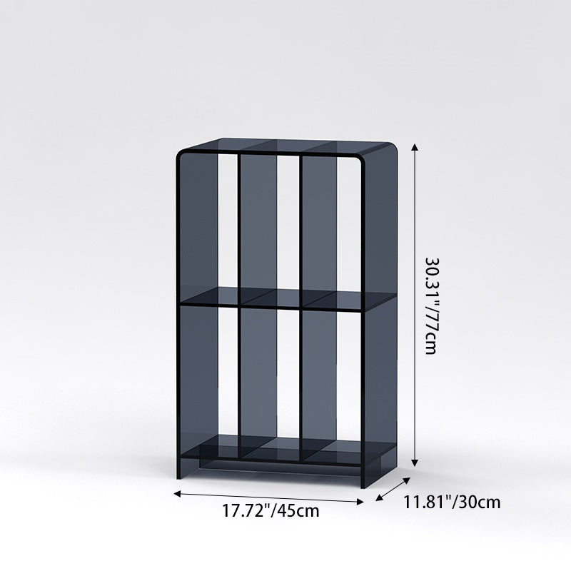 Modern Minimalist Rectangular Acrylic Bookshelf 2-Tier For Living Room
