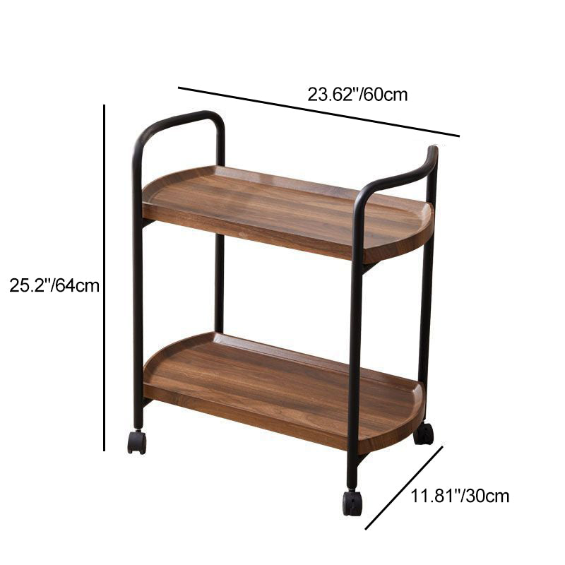 Modern Minimalist Removable Armrest Rectangular Faux Panel Metal End Table 2-Tier For Living Room