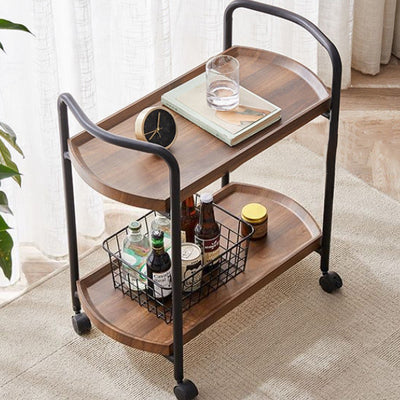 Modern Minimalist Removable Armrest Rectangular Faux Panel Metal End Table 2-Tier For Living Room