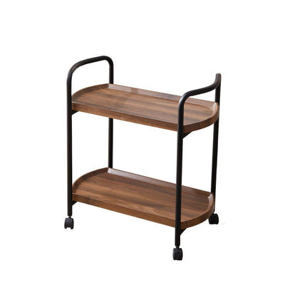 Modern Minimalist Removable Armrest Rectangular Faux Panel Metal End Table 2-Tier For Living Room